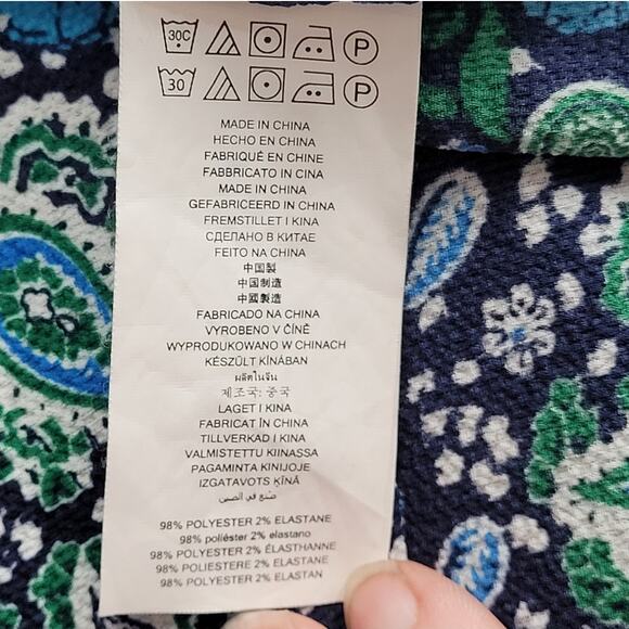 Michael Kors Paisley Floral Flutter‎ Sleeve Cinch Side Short Sleeve Blouse - Picture 11 of 14